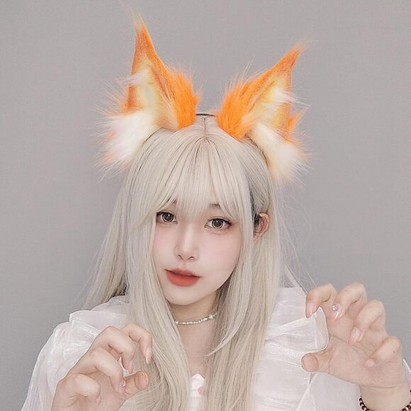 3135 Orange Cat Ears Headband Fox Wolf Lynx Ears Headwear Animal Hairband main image 4